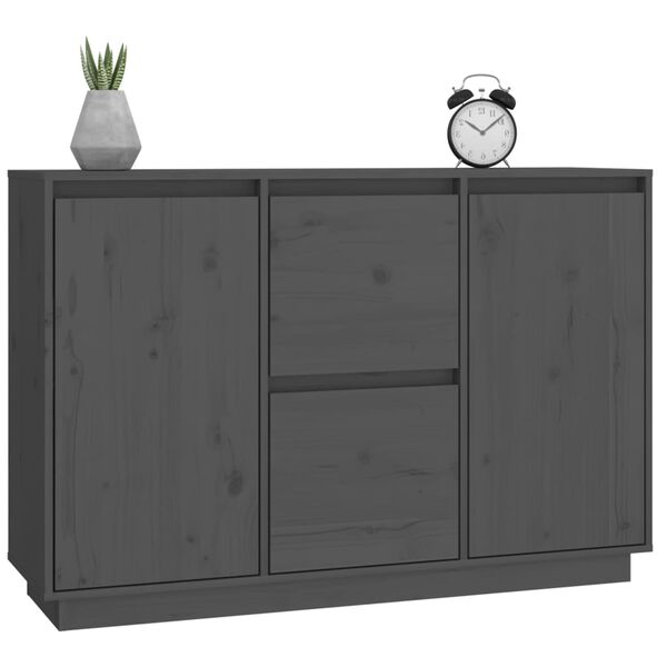 vidaXL Sideboard Grau 111x34x75 cm Massivholz Kiefer