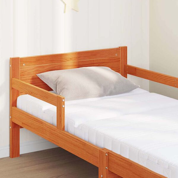 vidaXL Bettrahmen mit Matratze Braun 80 x 200 cm Massives Kiefernholz