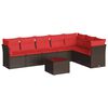 vidaXL 8-tlg. Garten-Sofagarnitur mit Kissen Braun Poly Rattan