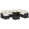 vidaXL 9-tlg. Garten-Sofagarnitur mit Kissen Schwarz Poly Rattan