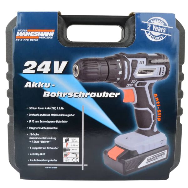 Br&uuml;der Mannesmann Akku-Bohrschrauber 24 V 1,3 Ah