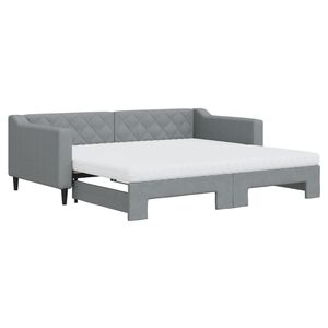 vidaXL Tagesbett Ausziehbar mit Matratze Hellgrau 90x190 cm Stoff