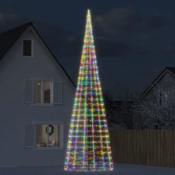 vidaXL LED-Weihnachtsbaum f&uuml;r Fahnenmast 3000 LEDs Mehrfarbig 800 cm