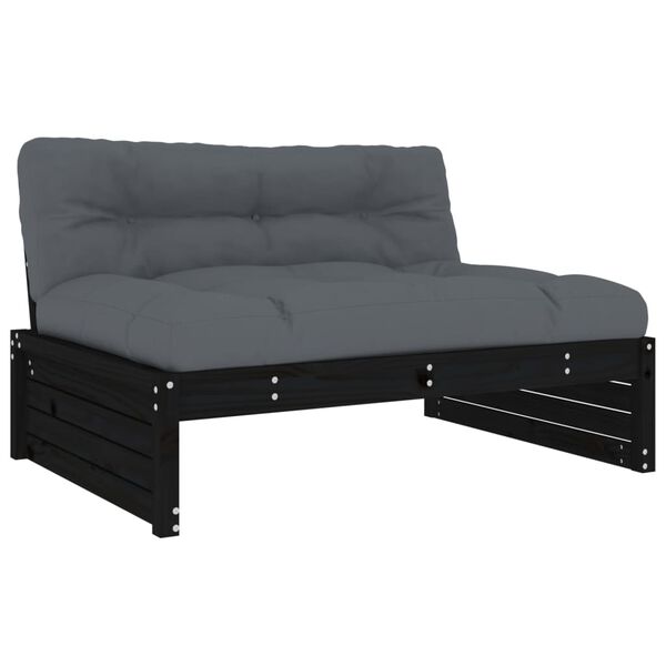 vidaXL 6-tlg. Garten-Lounge-Set mit Kissen Schwarz Massivholz