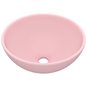 vidaXL Luxus-Waschbecken Rund Matt Rosa 32,5x14 cm Keramik