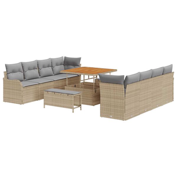 vidaXL Garten-Sofa-Set mit Kissen mit Kissen 11 pcs Beige und Hellgrau
