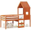 vidaXL Hochbett mit Dach Wachsbraun 80x200 cm Massivholz Kiefer