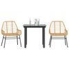 vidaXL 3-teiliges Garten-Esszimmer-Set Braunes Polyrattanglas