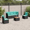vidaXL 6-tlg. Garten-Sofagarnitur mit Kissen Schwarz Poly Rattan