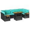 vidaXL 8-tlg. Garten-Sofagarnitur mit Kissen Schwarz Poly Rattan
