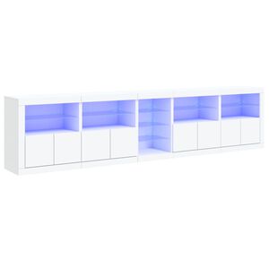 vidaXL Sideboard mit LED-Leuchten Wei&szlig; 283x37x67 cm
