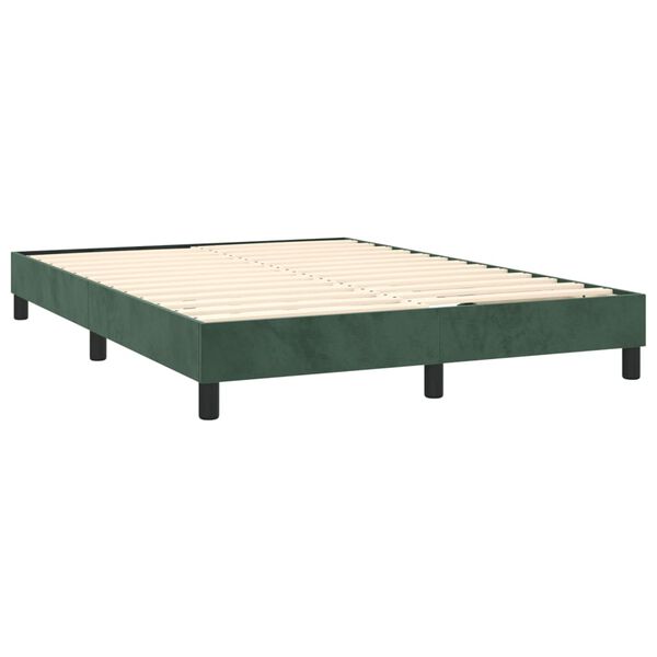 vidaXL Boxspringbett mit Matratze Dunkelgr&uuml;n 140x190 cm Samt