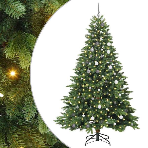 vidaXL K&uuml;nstlicher Weihnachtsbaum mit 300 LEDs Gr&uuml;n 240 cm PE und PVC