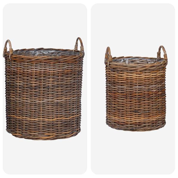 vidaXL Blumentopf K&ouml;rbchen mit Speicher 2 pcs Braun Lacak Rattan