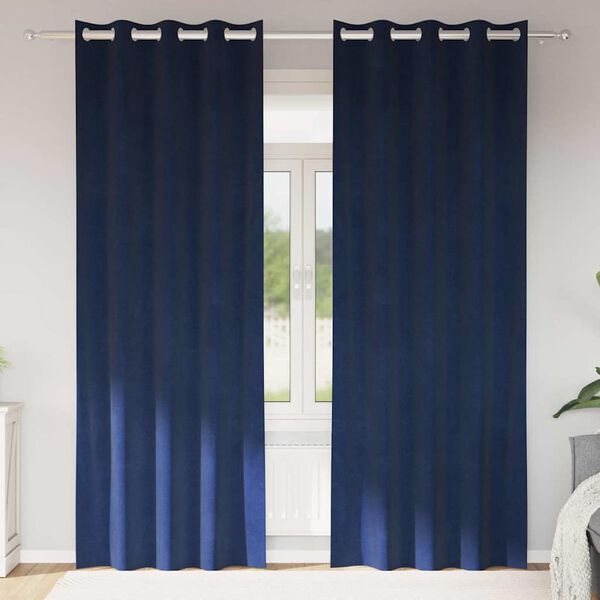 vidaXL Verdunkelungsvorh&auml;nge 2 pcs Dunkelblau 140 x 245 cm Samt