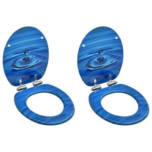 vidaXL Toilettensitze Soft-Close-Deckel 2 Stk. MDF Blau Wassertropfen