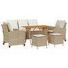 vidaXL 6-tlg. Garten-Sofagarnitur mit Kissen Beige Poly Rattan