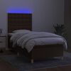 vidaXL Boxspringbett mit Matratze & LED Dunkelbraun 90x190 cm Stoff