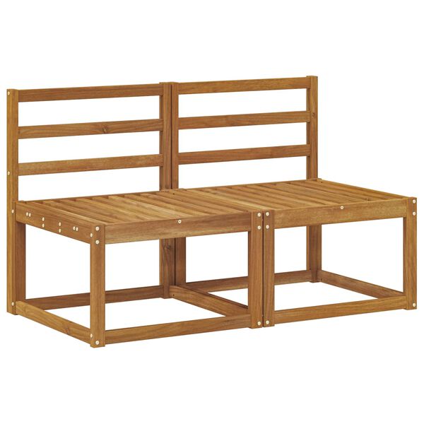 vidaXL 2 St&uuml;ck Outdoor Mittelsofa Massivholz Akazie Natur