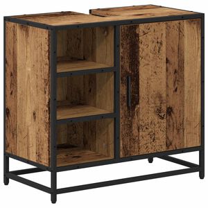 vidaXL Badezimmerschrank mit T&uuml;r Altholz 65 x 33 x 60 cm Holzwerkstoff