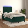 vidaXL Boxspringbett mit Matratze & LED Dunkelgr&uuml;n 120x190 cm Samt