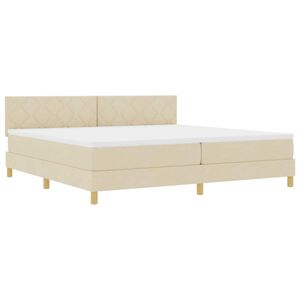 vidaXL LED Boxspringbett mit Matratze mit LED Creme 200 x 200 cm Stoff