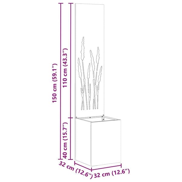 vidaXL Garten Sichtschutz-Leinwand Rostig 32 x 140 cm Wetterfeststahl