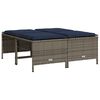 vidaXL Gartenhocker mit Kissen 4 Stk. Grau Poly Rattan