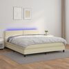 vidaXL Boxspringbett mit Matratze & LED Creme 180x200 cm Kunstleder