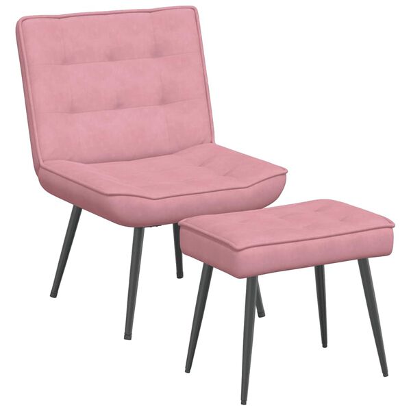 vidaXL Relaxsessel mit Hocker Rosa Samt