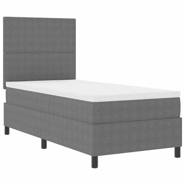 vidaXL Boxspringbett Hellgrau und Weiß 203 x 80 x 128 cm Cordstoff