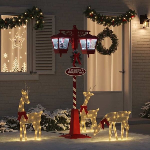 vidaXL Weihnachtsstraßenlampe mit 2 Laternen Rot 40,5 x 80 x 188 cm