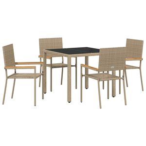 vidaXL Garten Essgruppe 5 pcs Beige Poly-Rattan