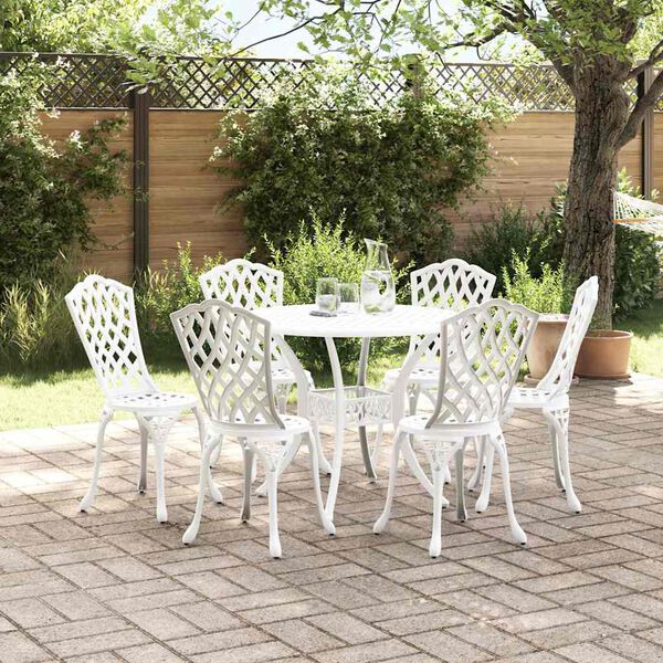 vidaXL Garten Essgruppe 7 pcs Wei&szlig; Aluminium