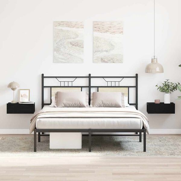 vidaXL Schwebende Nachttische 2 St&uuml;ck Schwarze Eiche 40 x 32 x 15 cm Holzwerkstoff