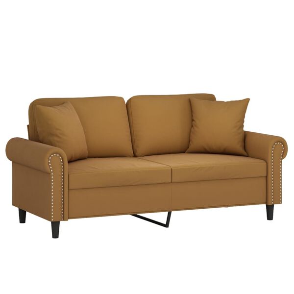 vidaXL 2-Sitzer-Sofa mit Kissen Braun 140 cm Samt