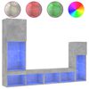 vidaXL 4-tlg. Wohnwand mit LED-Beleuchtung Betongrau Holzwerkstoff