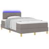 vidaXL LED Boxspringbett mit Matratze mit LED Taupe 120 x 190 cm Stoff