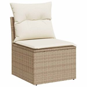 vidaXL Gartensessel ohne Armlehnen mit Kissen Beige Poly Rattan