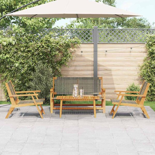 vidaXL Gartenstühle mit Tisch 4 pcs Grau 90 x 45 x 40 cm