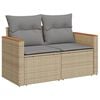 vidaXL 14-tlg. Garten-Sofagarnitur mit Kissen Beige Poly Rattan
