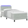 vidaXL LED Boxspringbett mit Matratze Hellgrau 90 x 200 cm Samt
