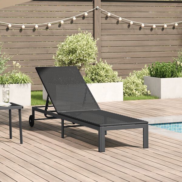 vidaXL Sonnenliege 1-Person Schwarz 60 x 200 x 27cm Poly-Rattan