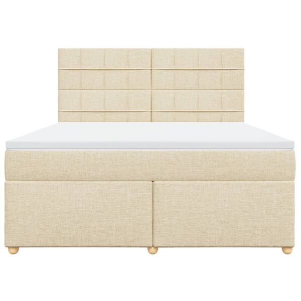vidaXL Boxspringbett mit Matratze Creme 180x200 cm Stoff