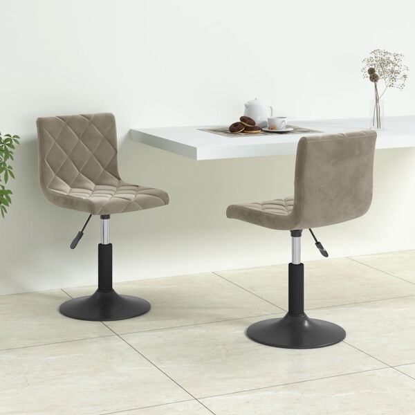 vidaXL Esszimmerst&uuml;hle 2 Stk. Drehbar Hellgrau Samt