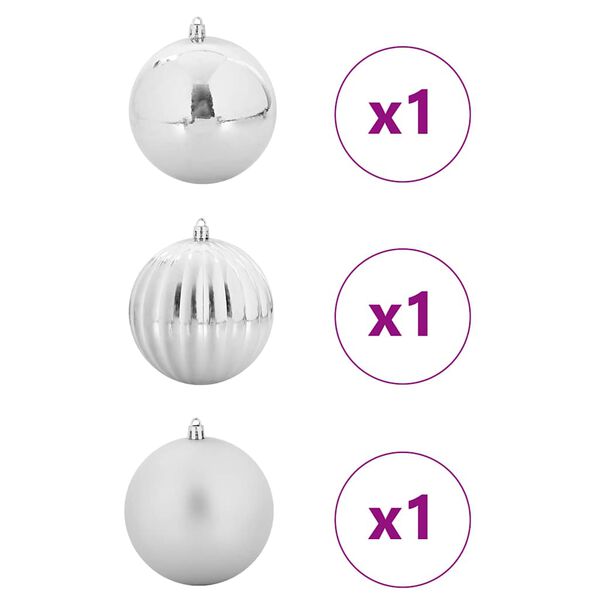 vidaXL Weihnachtskugel-Set 3 pcs Silber Kunststoff