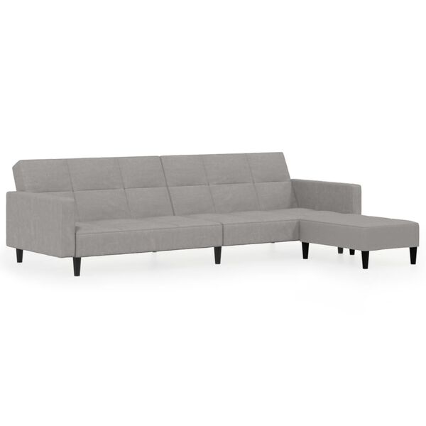 vidaXL Schlafsofa 2-Sitzer mit Hocker Hellgrau Mikrofasergewebe