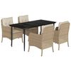 vidaXL 5-tlg. Garten-Essgruppe mit Kissen Beige Poly Rattan