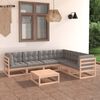 vidaXL 7-tlg. Garten-Lounge-Set mit Kissen Massivholz Kiefer