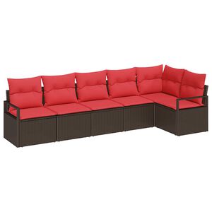 vidaXL Gartensofa-set 6 stk. Braun und Rot Poly-Rattan